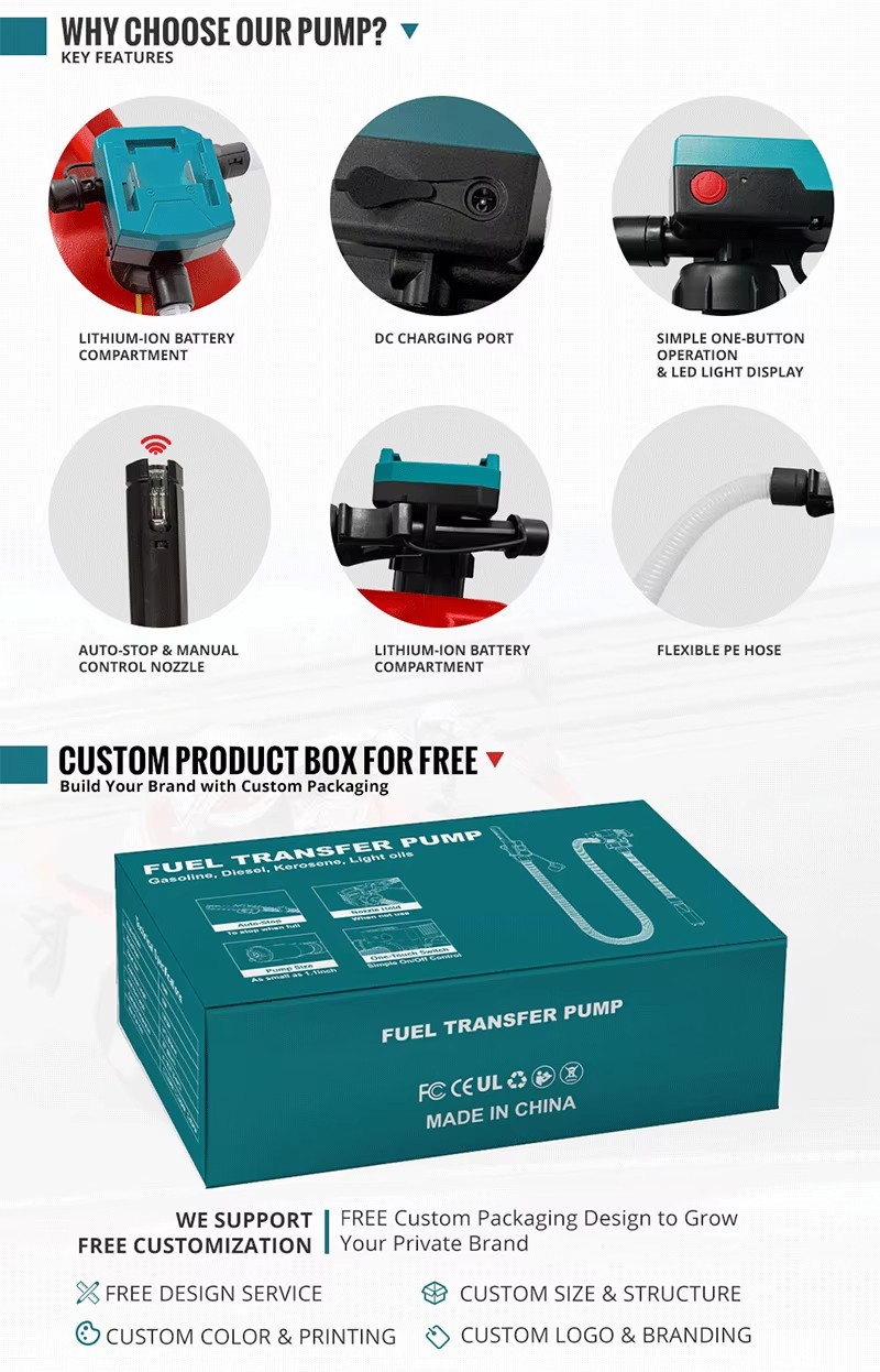 5 GPM Cordless Fuel Transfer Pump with Auto Shut-Off & Beep Alert Battery Powered Portable Gas Can Pump Leak-Proof Design