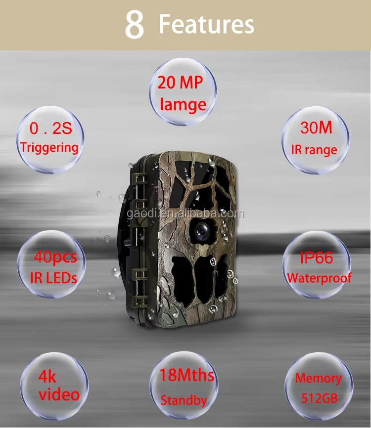New Arrival 2020 4K Video Trail Camera CCTV Surveillance Camera Outdoor Game Hunting Camera
