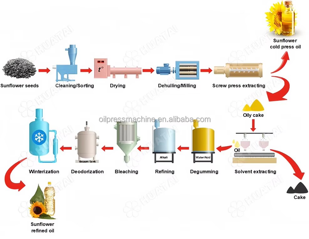 Turnkey Project Sunflower Oil Refinery Equipment Press Extraction and Filling Machinery for Sunflower Oil Making Manufacturer