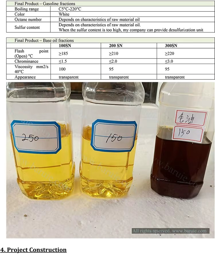 Small Plant Used Engine Oil Purifier Waste Motor Oil Recycling With Solvent Refining Process Machines
