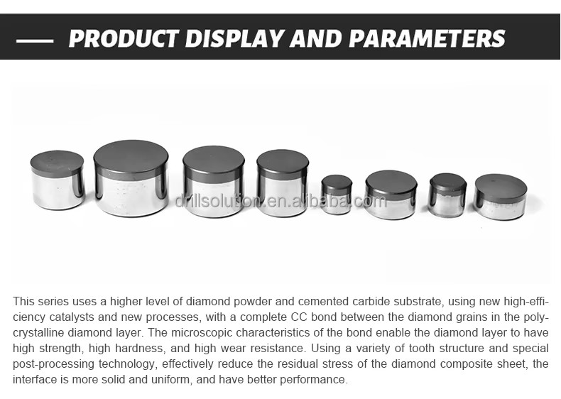 Diamond Abrasion 1008 1313 1613 PDC Cutter 2-Year Warranty Premium Quality for Oil Gas Quarrying Mining Rock