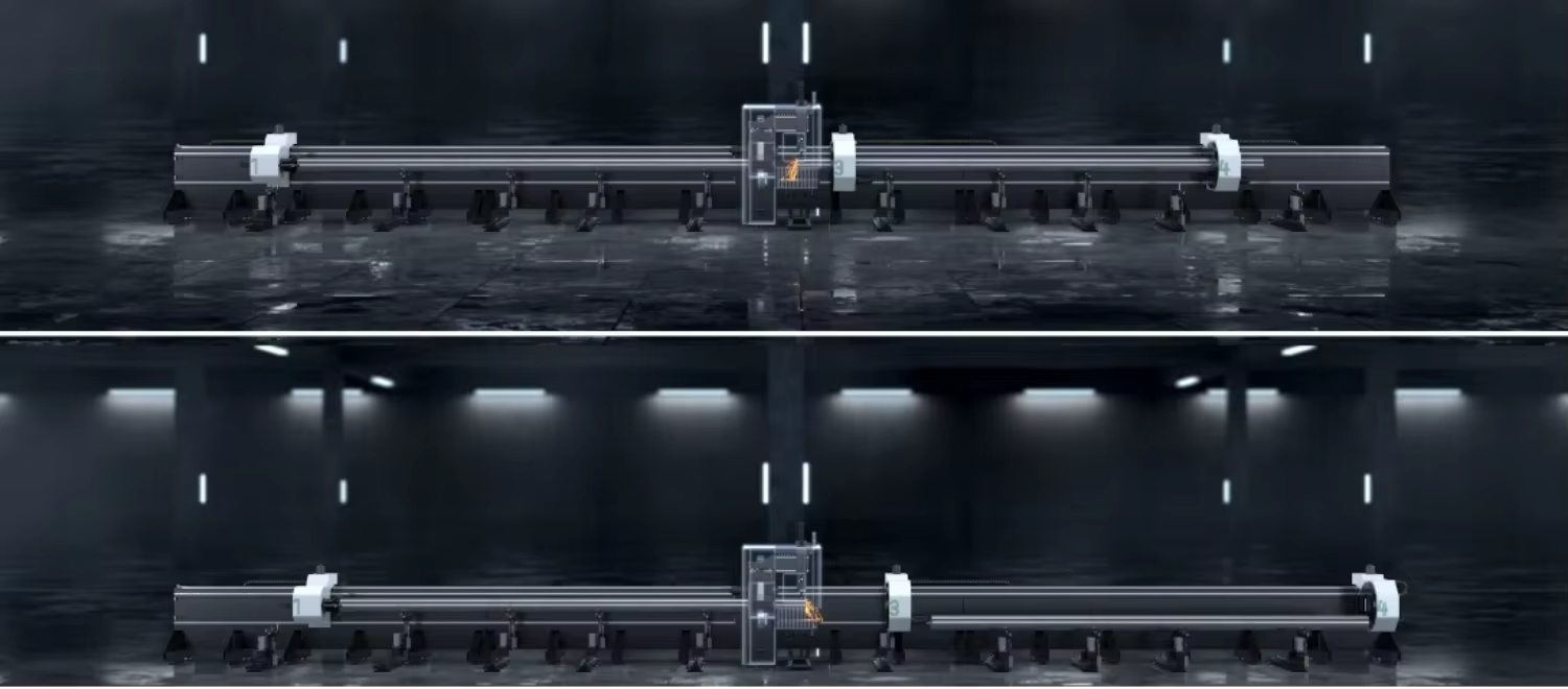 Q9-55 Industrial Four-Chuck Tube Laser Cutter 1.5-20kW 2000kg Heavy Load 500mm Large Square Pipe Highly Stable Cutting