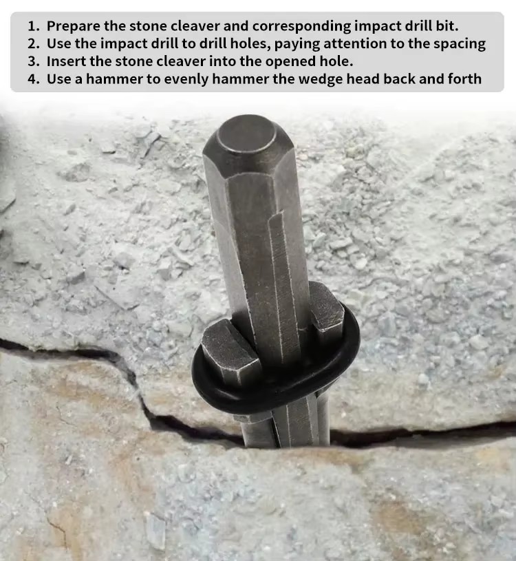 16mm Concrete Rock Stone Splitter Hand Tool Split Hard Granite Plug Wedges Feather Shims