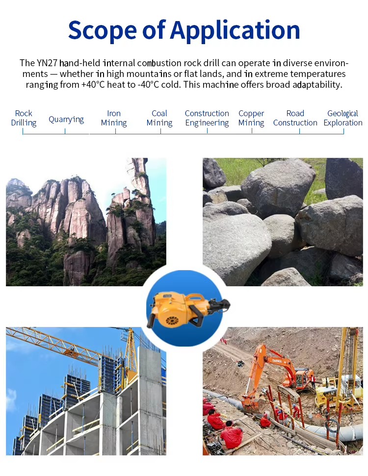 New Condition Handheld Gasoline Powered Hydraulic Rock Drill Splitter Rock Drilling Rig Single Engine