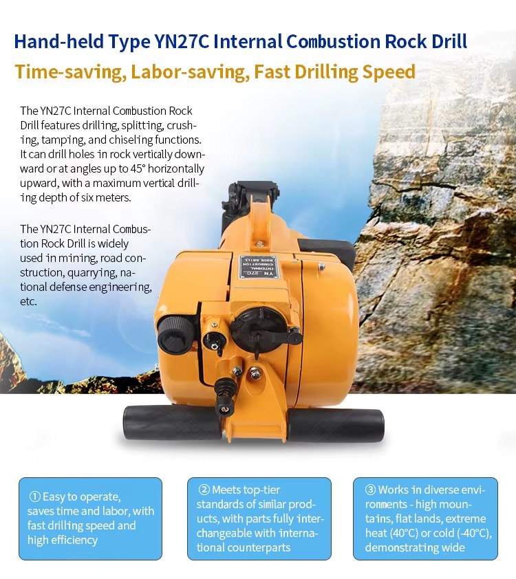 New Condition Handheld Gasoline Powered Hydraulic Rock Drill Splitter Rock Drilling Rig Single Engine