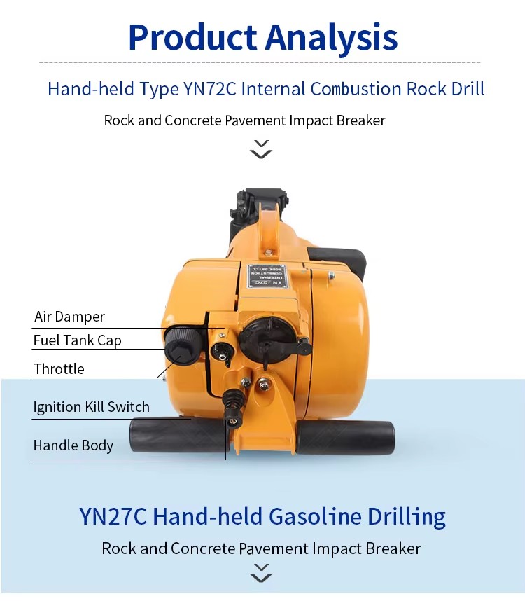 New Condition Handheld Gasoline Powered Hydraulic Rock Drill Splitter Rock Drilling Rig Single Engine