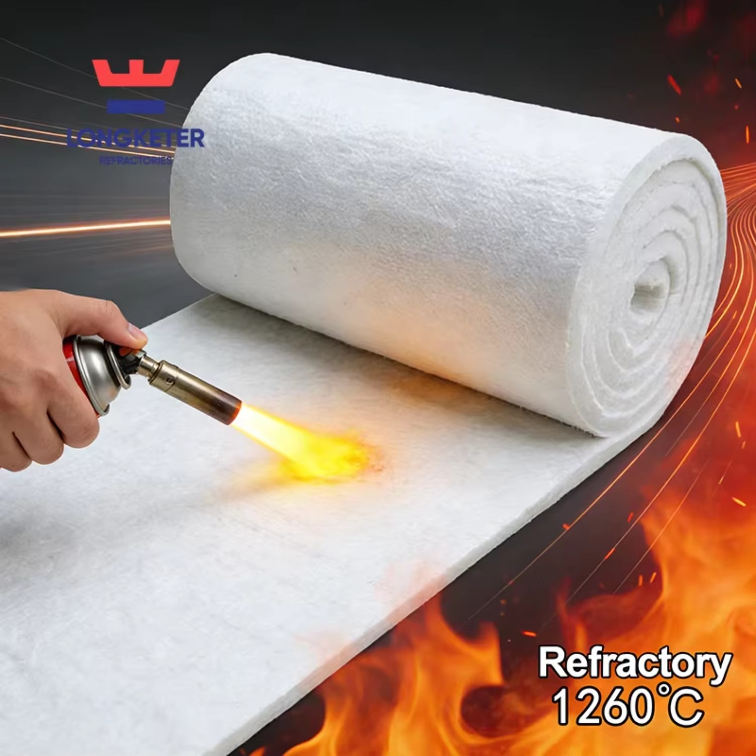 1260°C Ceramic Fiber Blanket 128 Kg/m³ (60mm) - Fireproof & Thermal Insulation for Boiler and Kiln Fireproofing Wraps