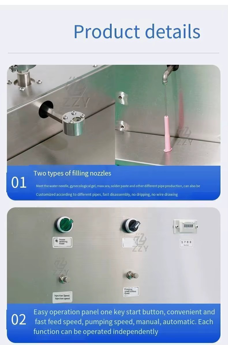 Small Dose Semi Automatic Piston Filling Machine Syringe Filler for Cosmetic Cream Gel Paste High Viscosity Thick Material