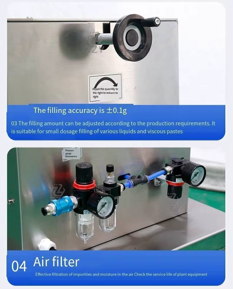 Small Dose Semi Automatic Piston Filling Machine Syringe Filler for Cosmetic Cream Gel Paste High Viscosity Thick Material