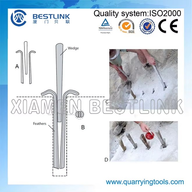 Factory Sale Hand Stone Splitter Feather Pair & Wedges