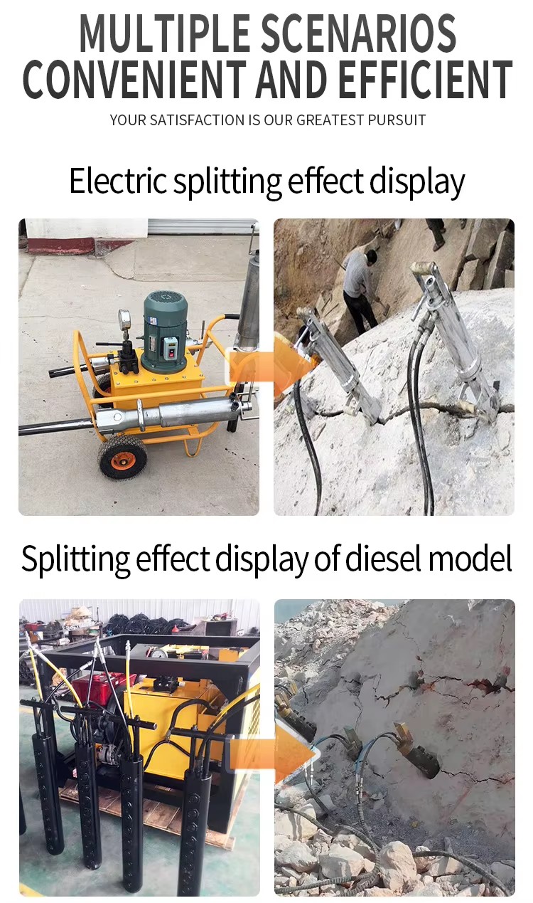 Portable Electric Hydraulic Piston Rock Splitter Factory Wholesale Hydraulic Break Hammer Compressor Machine for Stone Motor