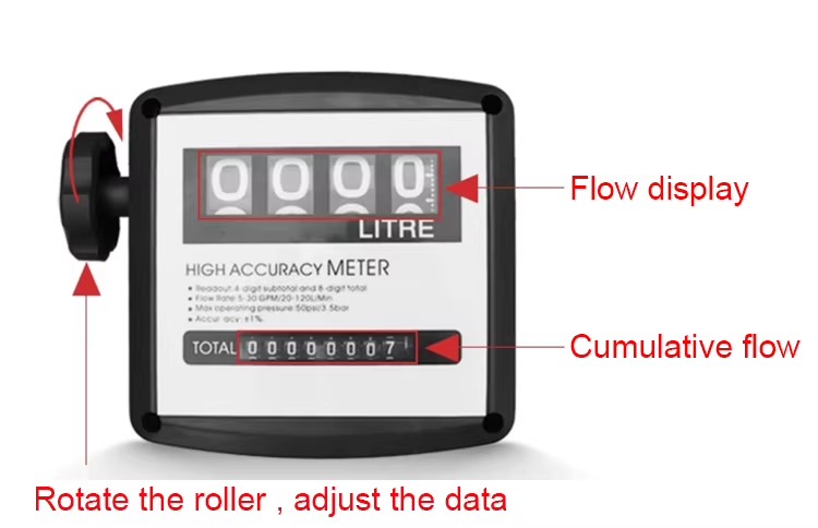 4-digit Flow Meter Mechanical Fuel Flow Meter Turbine diesel Gasoline Water Gauge Mechanical Diesel