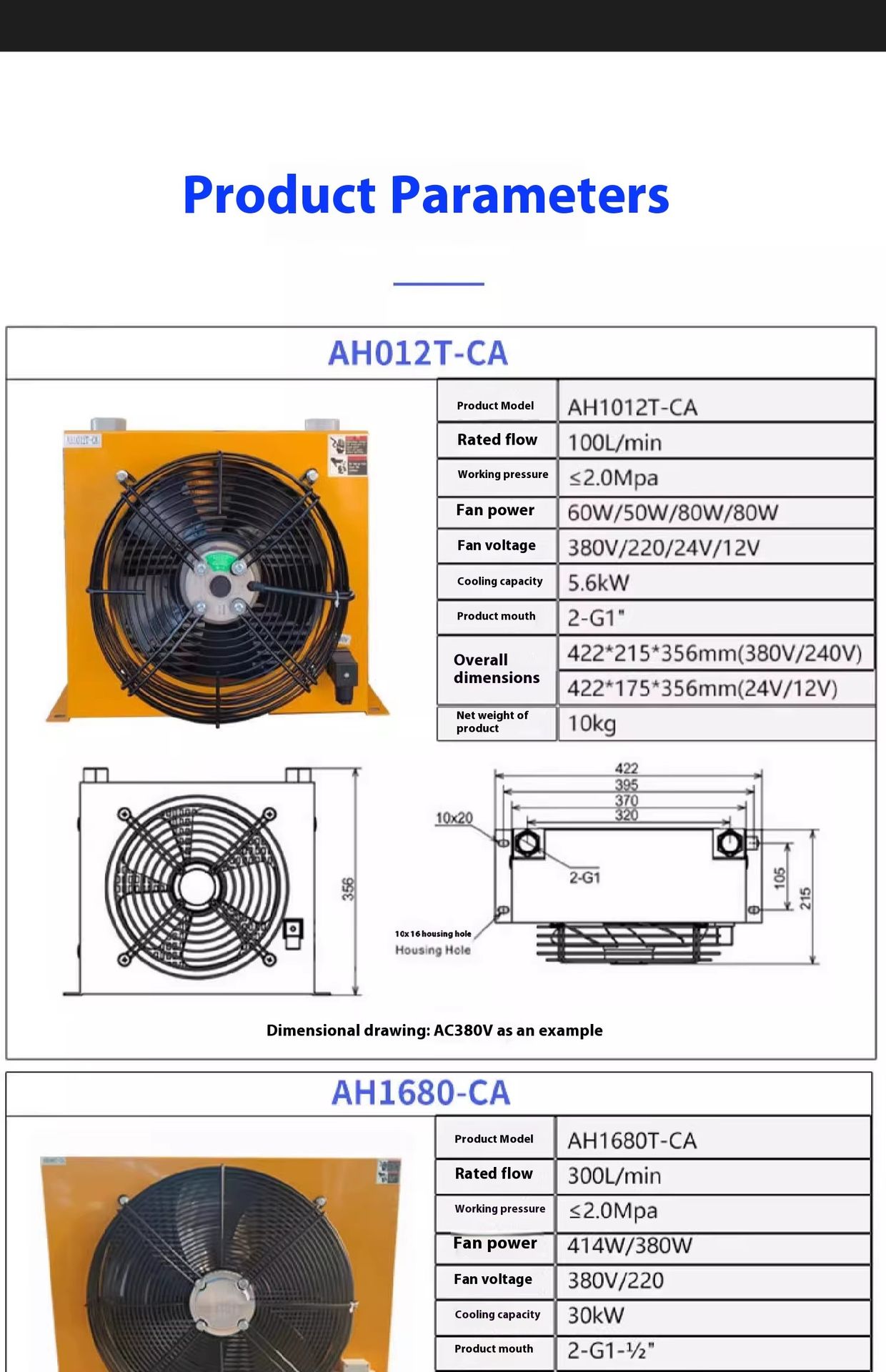 Hydraulic Oil Cooler Radiator AH1470T-200L Air Fan Cooling New Condition Core Motor for Rotary Drilling RIGS Pavers Trenchers