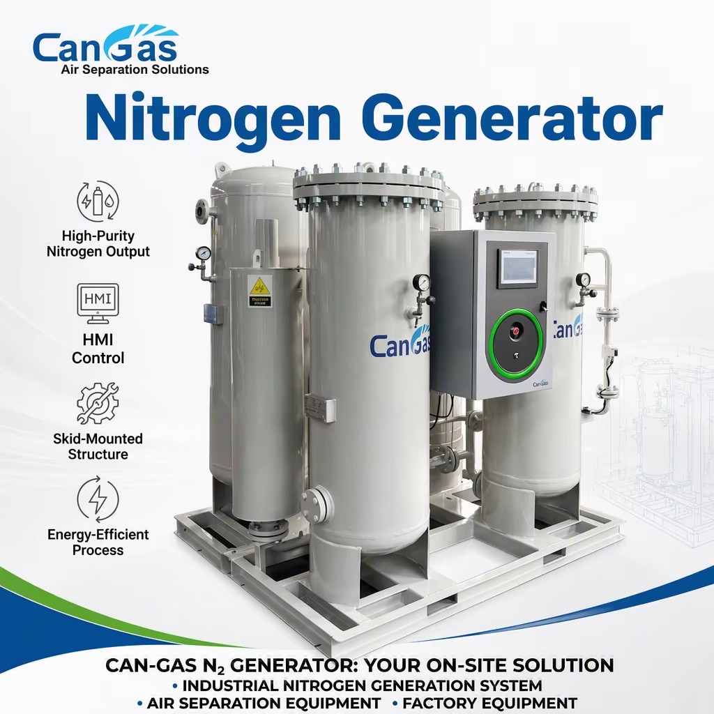 PSA Nitrogen Generator High Purity Industrial Nitrogen Generation System Skid Mounted HMI Control for Manufacturing Plant