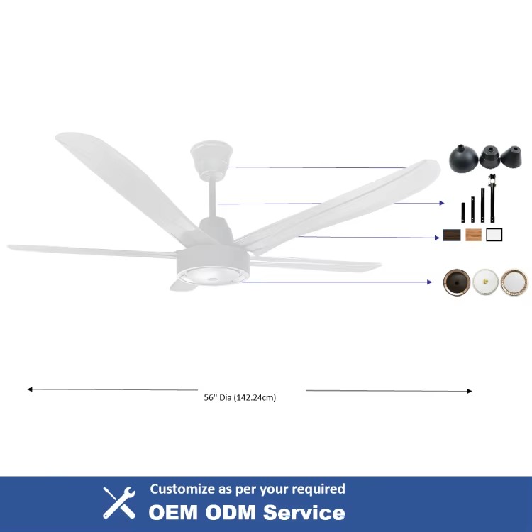 White Modern 56-Inch Remote Control Air Cooling Ceiling Fan with BLDC Motor Energy Saving 9-Speed Quiet Design fans