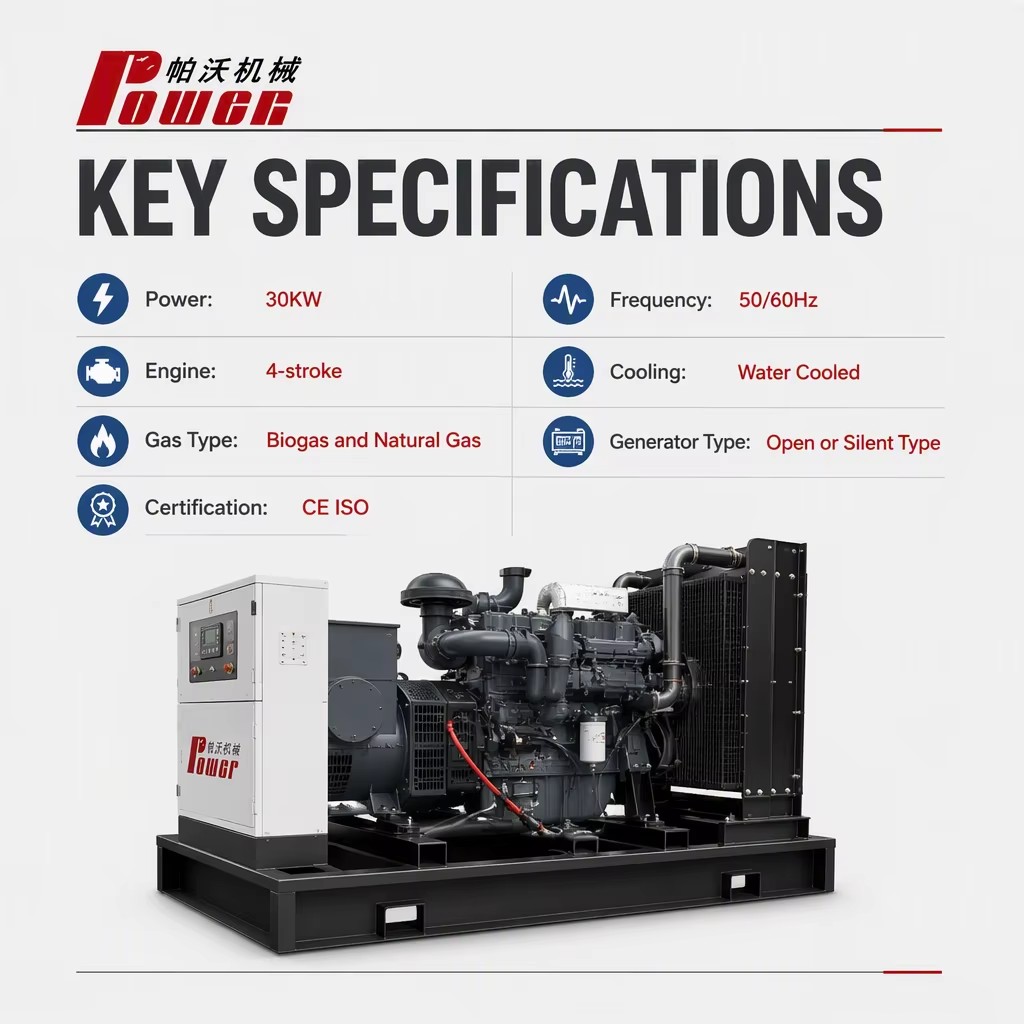 Natural Gas Generator Set 30KW Electric Start Reliable Quality Energy Saving CE Certified IP67