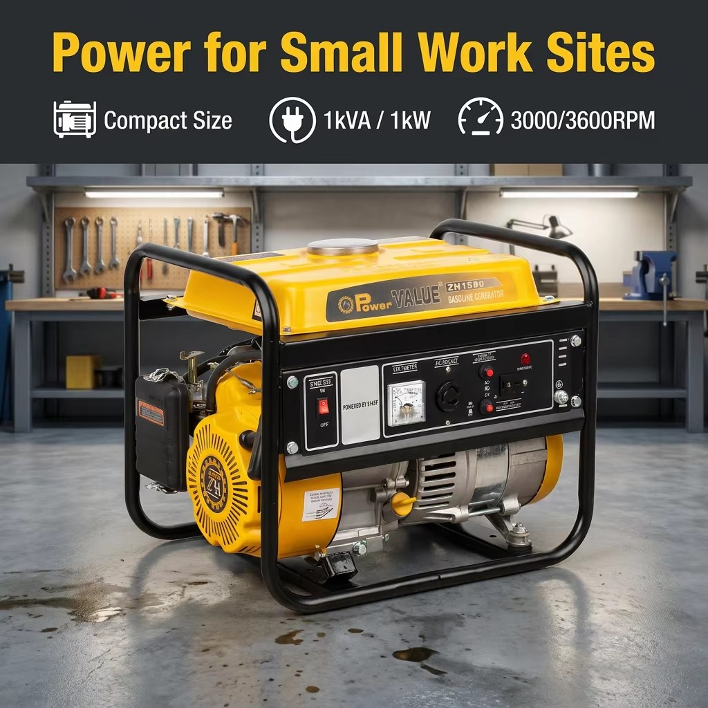 LPG/Natural Gas 4-Stroke Generator Household 1kVA 1KW Recoil/Electric Starter 50/60Hz POWERVALUE ZH1500NGHD