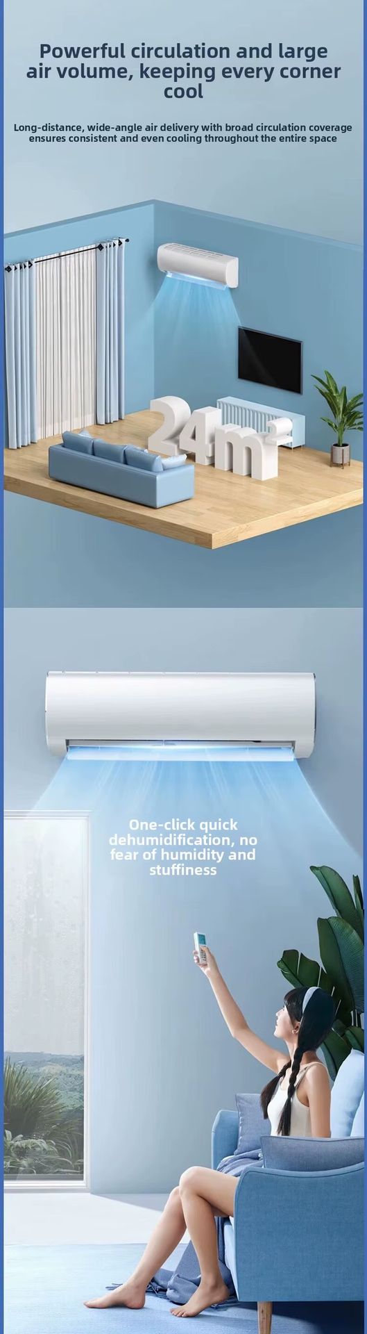 3HP Inverter Wall Mounted Air Conditioner R410A Cooling Heating 1st Energy Saving for Bedroom Home Use 12000-30000BUT