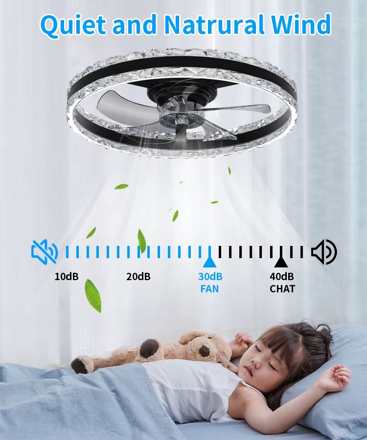 20 Inch Smart Ceiling Fan Light DC Ultra-Quiet Reversible Airflow Timer Energy-Saving APP/Remote Control Electric Household