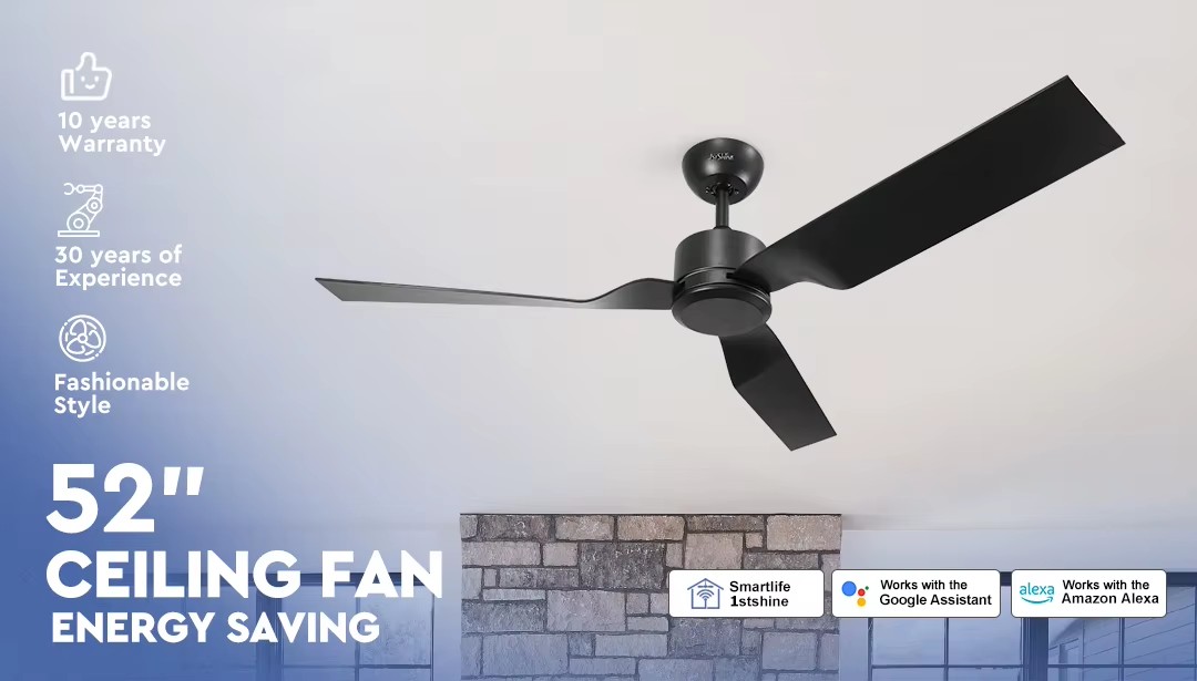 1stshine 52 Inches ABS Blade Modern Easy Summer Winter Mode Dimmable Speed Elegant Design Remote Control Ceiling Fan