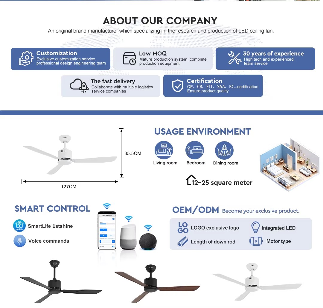 1stshine New Energy Efficient Alexa Google Compatible Summer Winter Mode Living Room Bedroom Heavy Duty Ceiling Fan