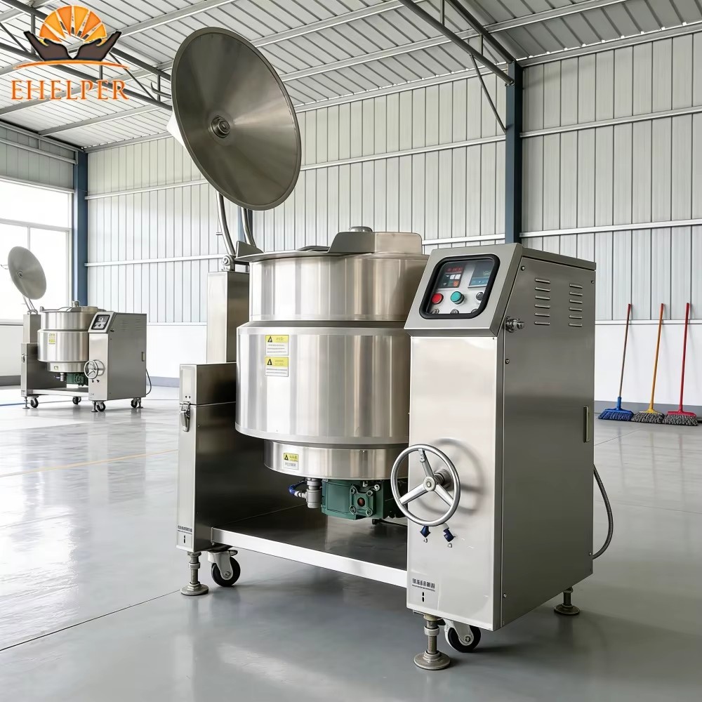Automatic Gas Double Jacketed Commercial Sauce Maker Tilting Cooking Mixer Pot with Motor for Bakery & Seasoning Plant Use