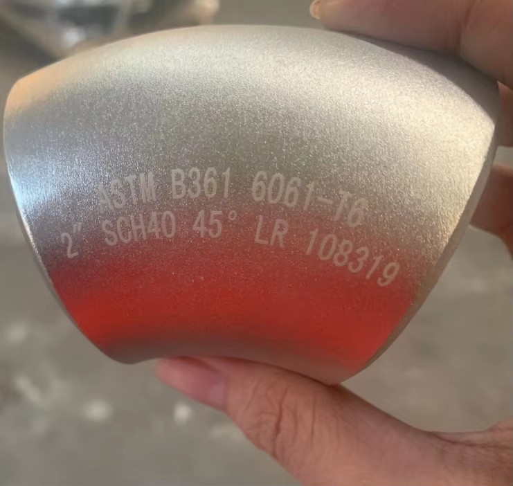 DS 6061 Butt Weld Seamless Aluminum Pipe Elbow 1.5" Sch40 90 Degree ANSI/DIN Standard Anodized