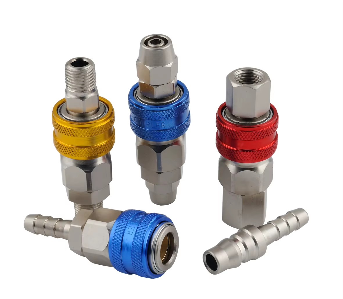 Ball Lock Nitto Pneumatic Quick Coupling Coupler Nickel-Aluminum Shell Blue Yellow Red