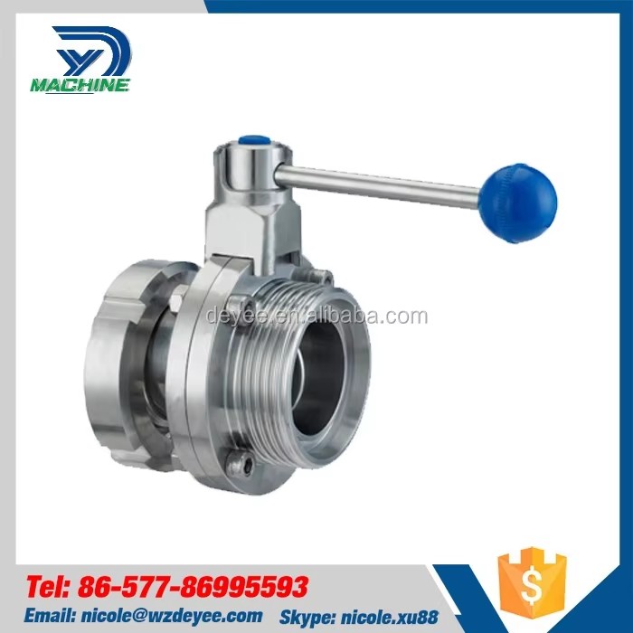 Hygienic Stainless Steel SS316L Butterfly Valves with Triclamp Ends Manual Control Structure for Water Media