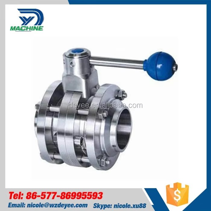 Hygienic Stainless Steel SS316L Butterfly Valves with Triclamp Ends Manual Control Structure for Water Media