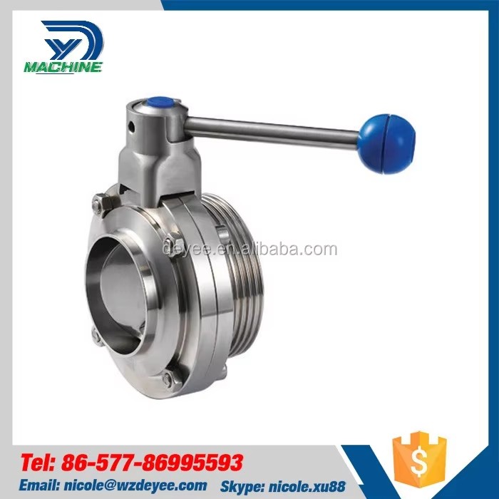 Hygienic Stainless Steel SS316L Butterfly Valves with Triclamp Ends Manual Control Structure for Water Media