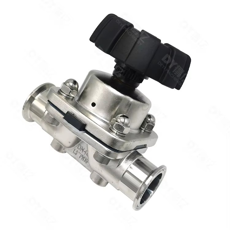 Made Stainless Steel Sanitary Manual Diaphragm Valve Two-Way Triclamp with EPDM+PTFE Membrane