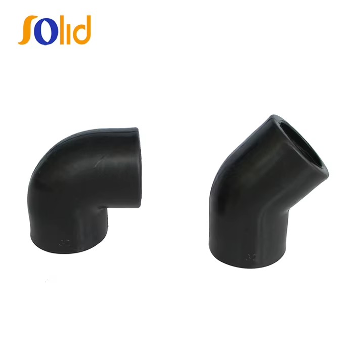 Black Plastic Pipe Fitting Bend PE100/HDPE/PE Socket Butt Fusion 90 Degree Elbow ISO/GB Standard