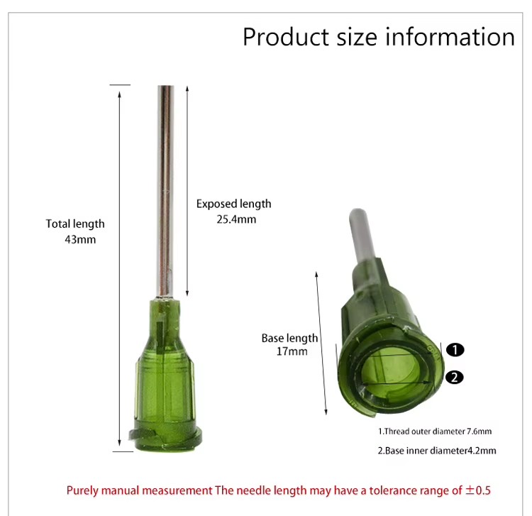 Xuanhui R 1000Pieces 50MM Factory Direct Sale Plastic Steel Screw Mouth Syringe Dispenser Needle Luer Dispensing Blunt Needle