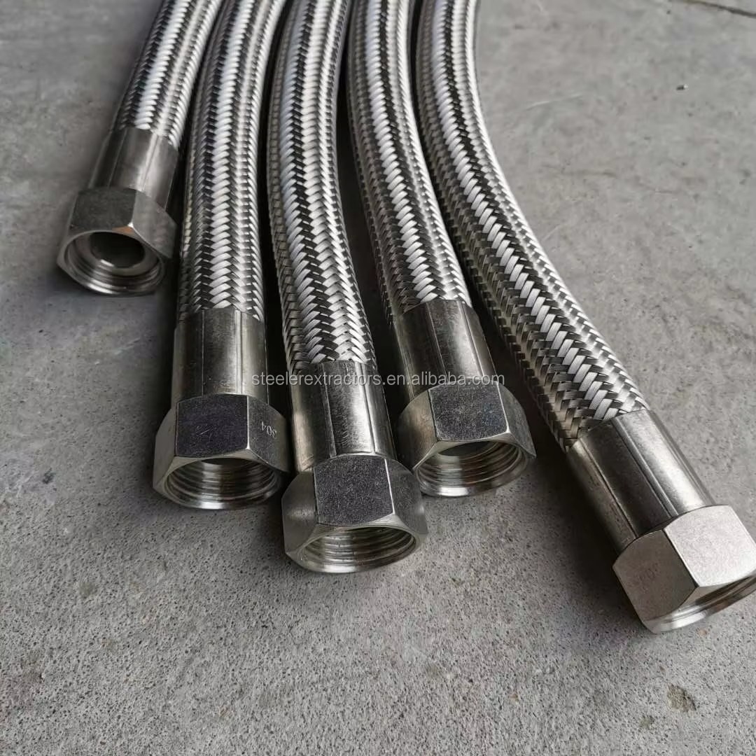SS304 Wire Braided PTFE Braided Flexible Metal Hose with JIC Female Ends