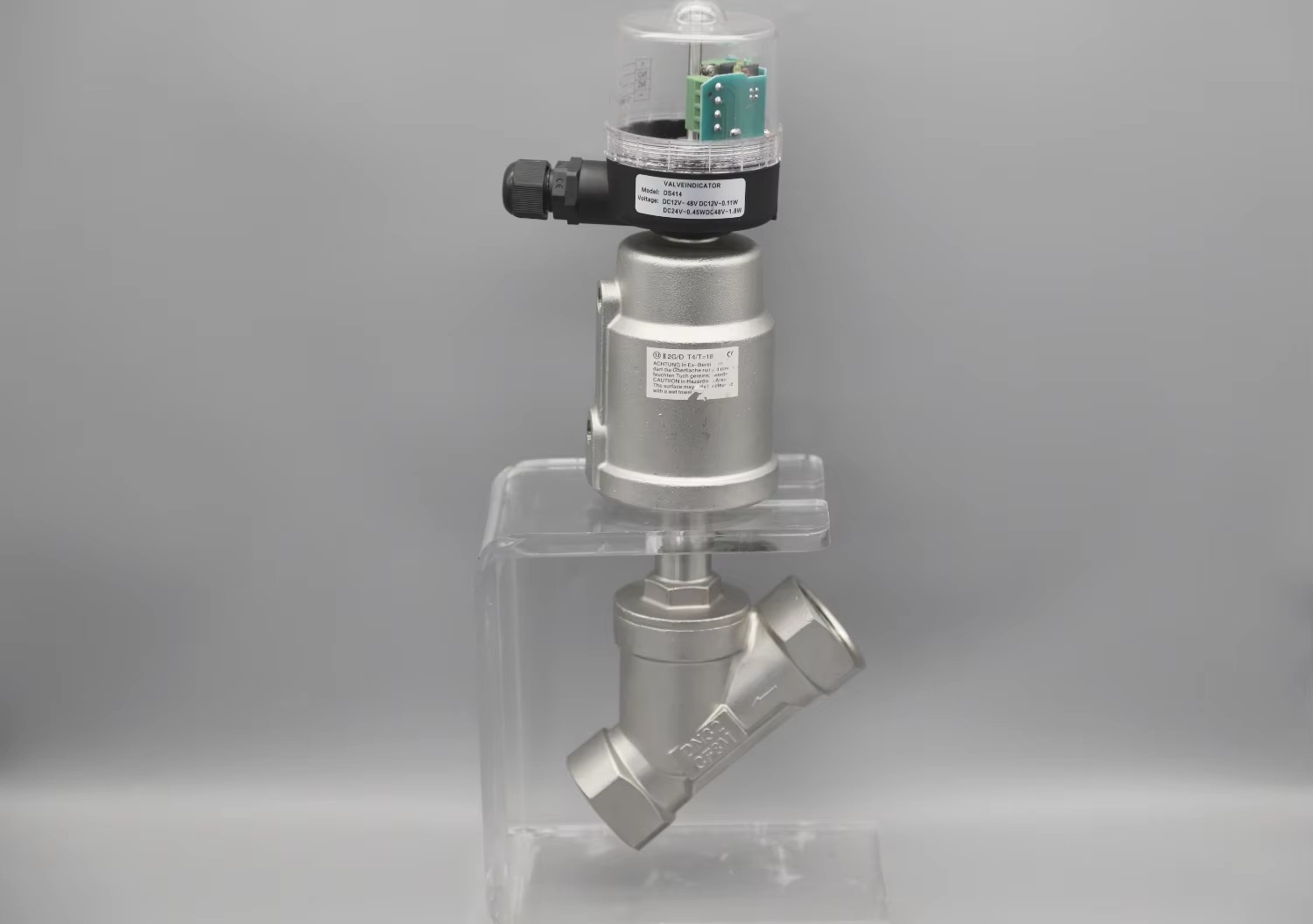 Stainless Steel Angle Seat Piston Valve for Industrial Use with Shutoff and Flow Control Functions
