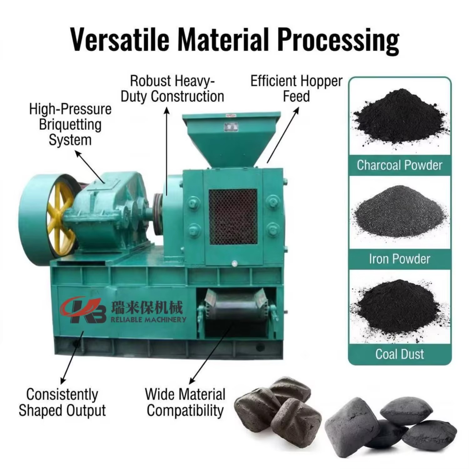 New Design Charcoal Briquette Packing Machine Coal Ball Cube Screw Press Briquette Machine