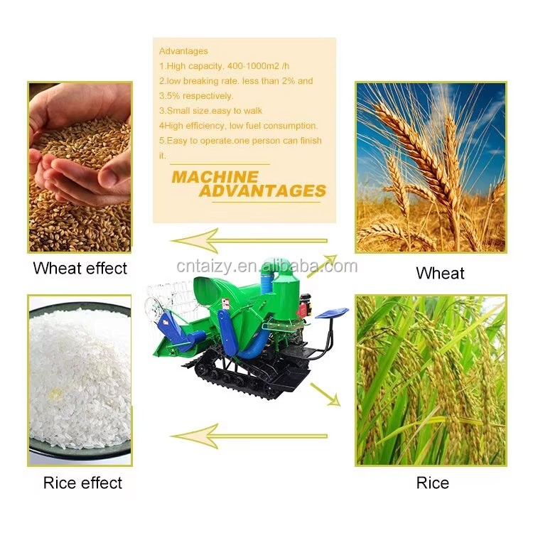 Wheat/barley Combine Harvester Wheat and Barley Combine Harvester Rice Harvesting Mini Machine