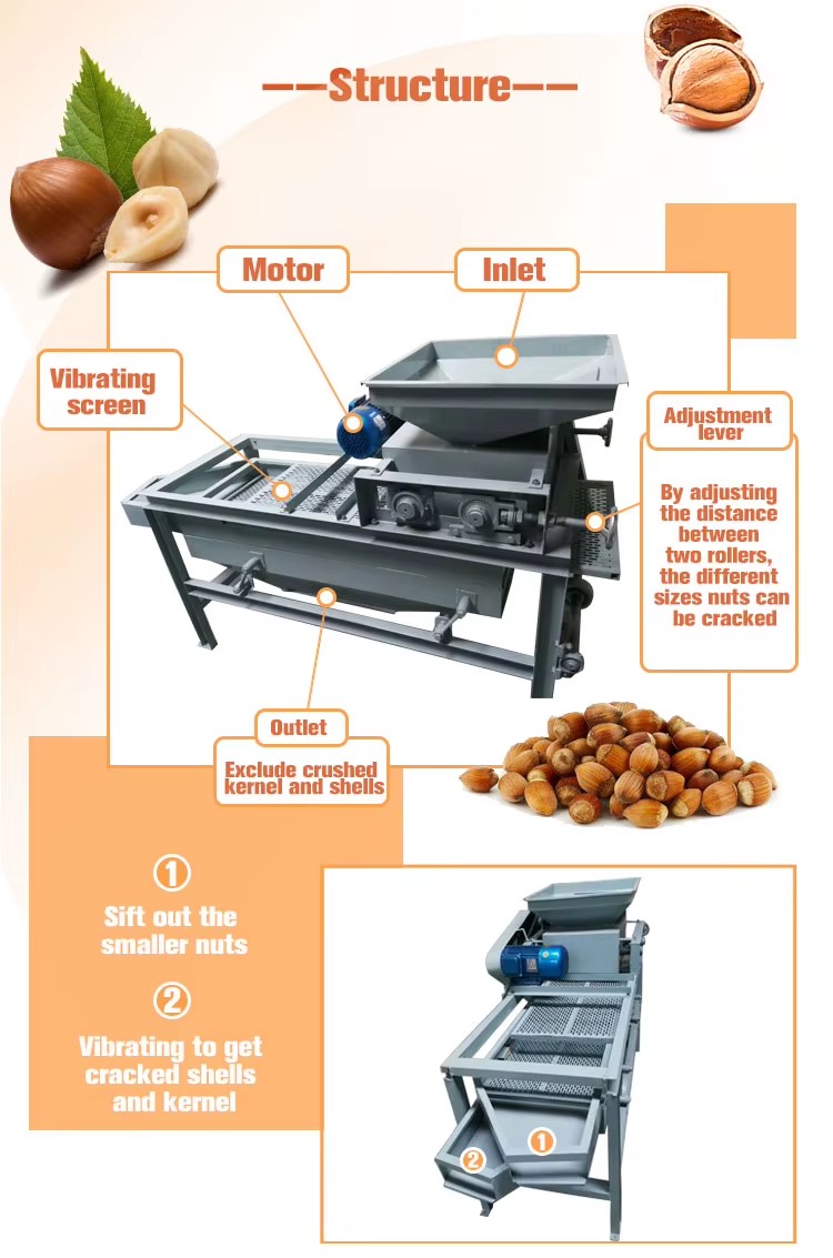 High Quality Commercial Almond Breaking Machine Almonds Cracking Machine Hazelnuts Sheller Machine