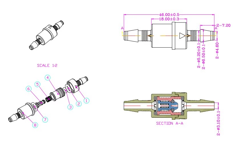 Special Offer Factory 1/8" PP Plastic Adjustable Cracking Pressure Safety Relief Mini One Way Valve Spring Check Valves