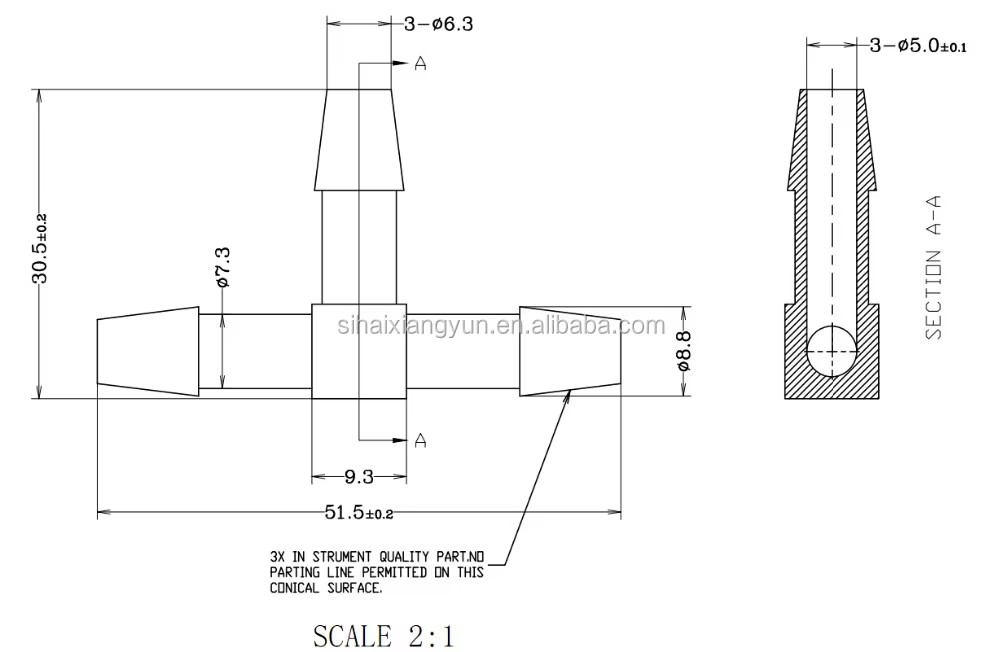 PTF1604C Manufacturer 1/4" Polypropylene PP plastic pipe fitting T Type Joint 3 way connector