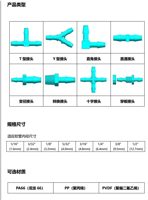 Hose Barb Fitting Plastic Adapter Joint PAF1602C