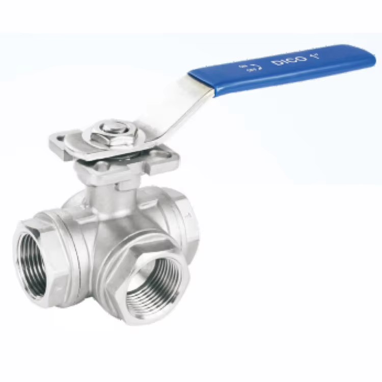 Manual Operated SS304/316 L T Type NPT/BSP Female Thread Three Way Ball Valve 3/4 Inch