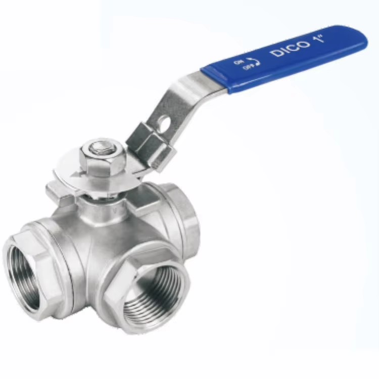 Manual Operated SS304/316 L T Type NPT/BSP Female Thread Three Way Ball Valve 3/4 Inch
