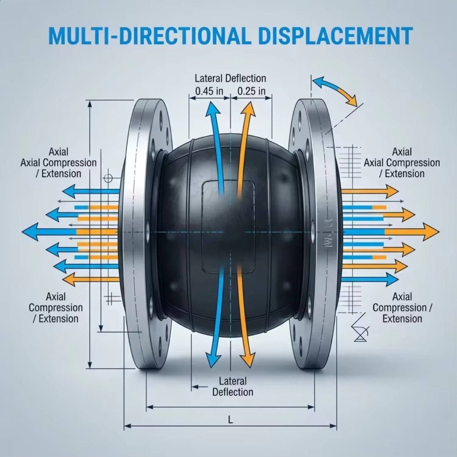 DN100 Flanged EPDM Chemical and Corrosion-Resistant Pipe Connector Rubber Expansion Joint for Pump Connections