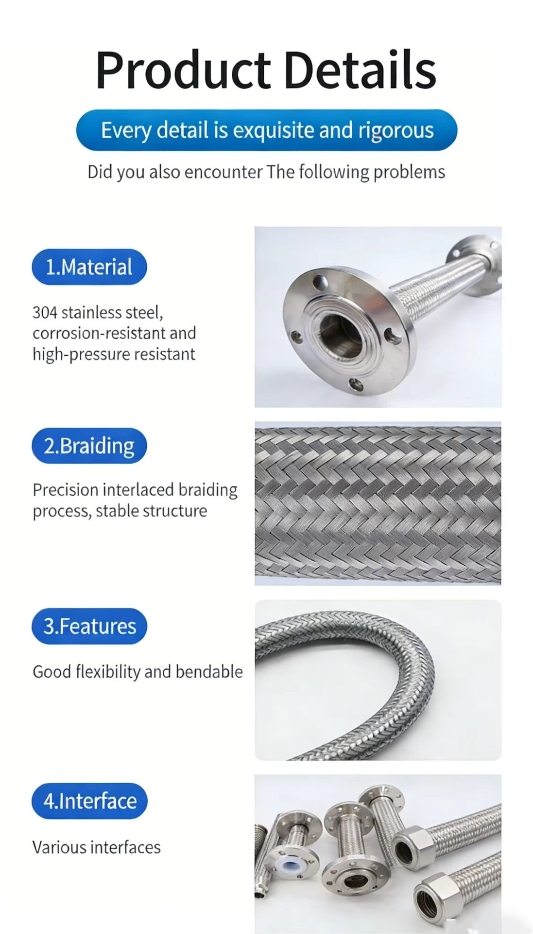 Industrial Flanged Braided Metal Vibration-Reducing Corrugated Pipe Connector Flexible Metal Hose for Pump Pipeline Systems