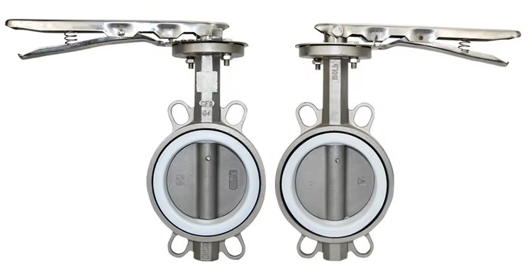 PN10/16 Manual Water 6 Inch 4 Inch Ptfe Stainless Steel Wafer Butterfly Valve