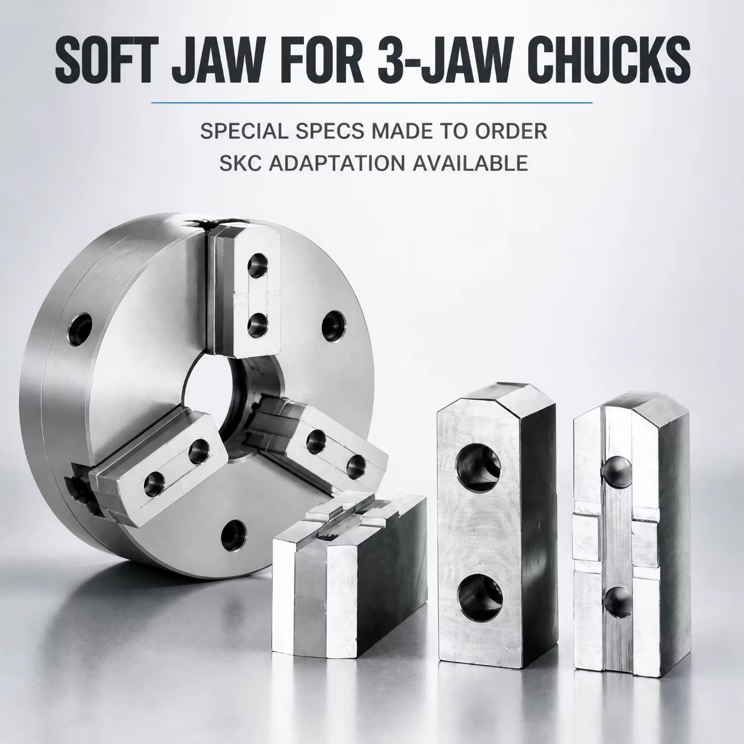 SKG Custom Three-Jaw Chuck Soft Jaws Heavy Duty Special Specification OEM CNC Lathe Workholding Manufacturer