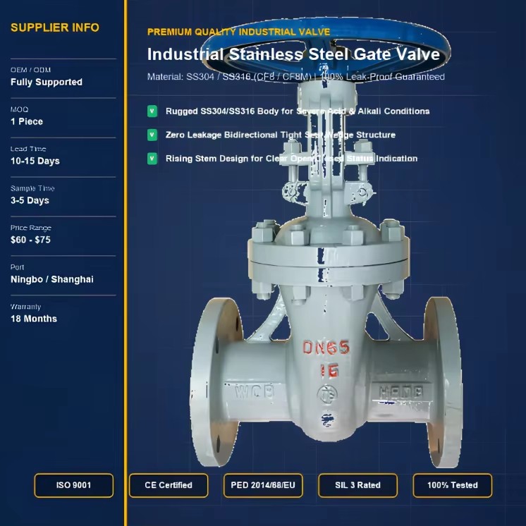 DN100 PN16 National Standard Carbon Steel Flange Manual Gate Valve WCB Body DN100CF8 1 Year Warranty Normal Temperature