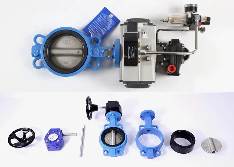 DN100 Aluminium Double Flanged Pneumatic Actuator Powder butterfly Valve